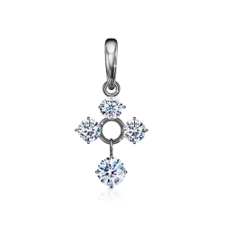Cruce din aur alb cu Cubic Zirconia Incolor