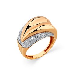 Inel din aur roșu cu pietre Cubic Zirconia Incolor