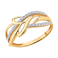 Inel din aur roșu cu pietre Cubic Zirconia Incolor