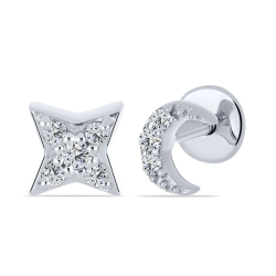 Cercei Pusete din argint  cu pietre Cubic Zirconia Incolor