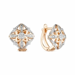 Серьги из красного золота с камнями Бриллиант