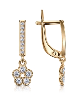 Cercei p-u copii din aur roșu cu pietre Cubic Zirconia Incolor
