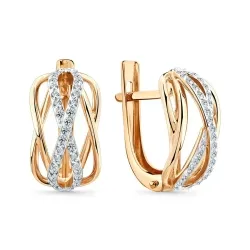 Cercei din aur roșu cu Cubic Zirconia Incolor