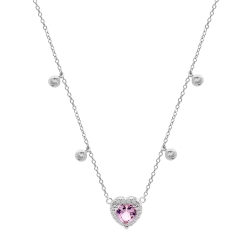 Colier din argint  cu pietre Cubic Zirconia Incolor, Cubic Zirconia Roz
