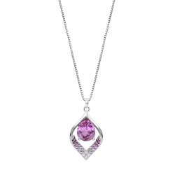 Colier din argint  cu pietre Cubic Zirconia Incolor, Cubic Zirconia Roz