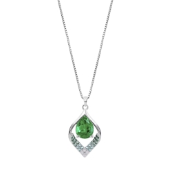 Colier din argint  cu pietre Cubic Zirconia Incolor, Cubic Zirconia Verde