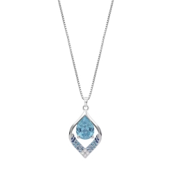 Colier din argint  cu pietre Cubic Zirconia Incolor, Cubic Zirconia Albastru și Cubic Zirconia Albastru Safir