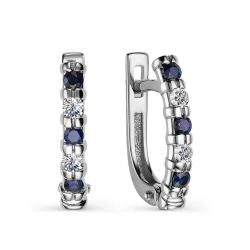 Cercei din aur alb cu Diamant, Safir