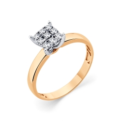 Inel din aur alb și roșu cu pietre Diamant