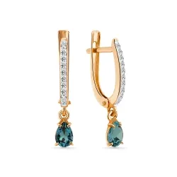 Cercei Suspendați din aur roșu cu Cubic Zirconia Incolor, Topaz London