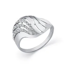 Inel din aur alb cu Cubic Zirconia Incolor
