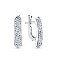 Cercei din aur alb cu pietre Diamant