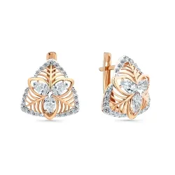 Cercei din aur roșu cu Cubic Zirconia Incolor
