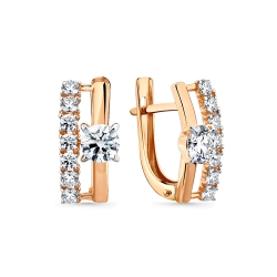 Cercei din aur roșu cu Cubic Zirconia Incolor