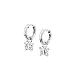Cercei Creole din argint  cu pietre Cubic Zirconia Incolor