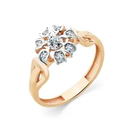 Inel din aur roșu cu Cubic Zirconia Incolor