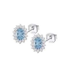 Cercei Pusete din argint cu Cubic Zirconia Incolor, Cubic Zirconia Albastru