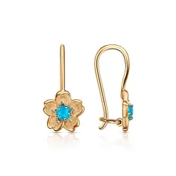 Cercei p-u copii din aur roșu cu Cubic Zirconia Albastru