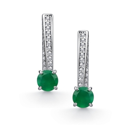 Cercei din argint  cu pietre Cubic Zirconia Incolor, Agat verde