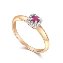Inel din aur roșu cu pietre Diamant, Rubin