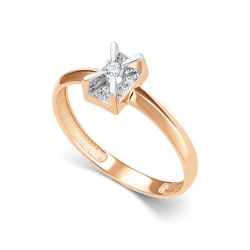 Кольцо из красного золота с камнями Бриллиант