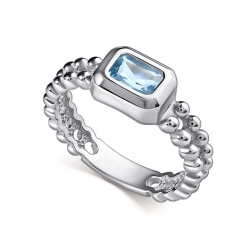 Inel din argint  cu pietre Topaz albastru