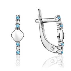 Cercei p-u copii din argint  cu pietre Cubic Zirconia Albastru