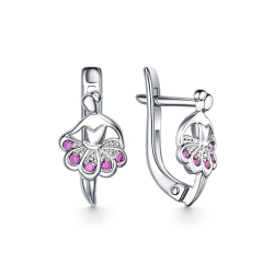 Cercei p-u copii din argint  cu pietre Cubic Zirconia Roz