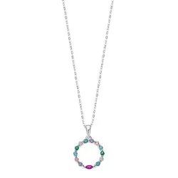 Colier din argint cu Cubic Zirconia Multicoloră