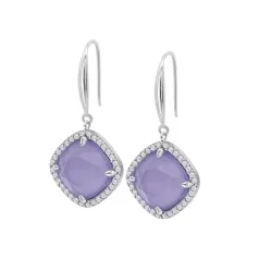 Cercei Suspendați din argint cu Cubic Zirconia Incolor, Cubic Zirconia Liliachiu