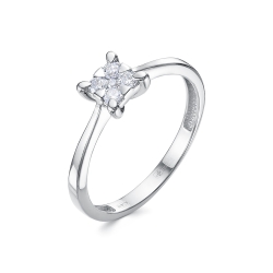 Inel din aur alb cu pietre Diamant