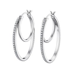 Серьги Конго из серебра с камнями Фианит Бесцветный