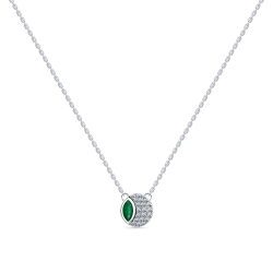 Colier din aur alb cu pietre Diamant, Smarald