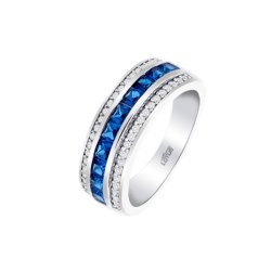 Inel din argint  cu pietre Cubic Zirconia Incolor, Cubic Zirconia Albastru Safir
