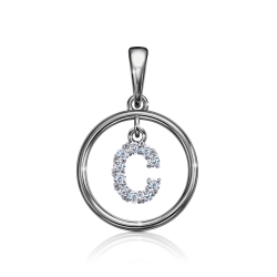 Подвеска из белого золота с камнями Фианит