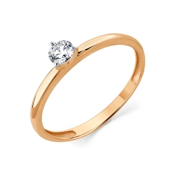 Кольцо из красного золота с камнями Бриллиант