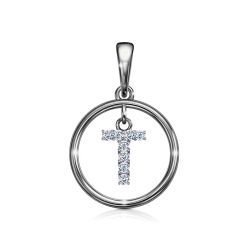 Подвеска из белого золота с камнями Фианит