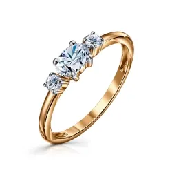 Inel din aur roșu cu Cubic Zirconia Incolor