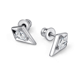 Серьги Пусеты из серебра с камнями Фианит