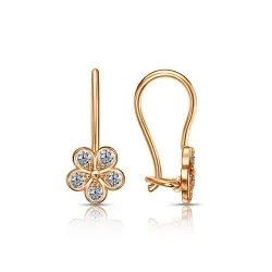 Cercei p-u copii din aur roșu cu Cubic Zirconia Incolor