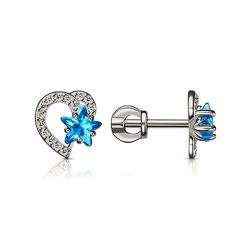Cercei Pusete din argint  cu pietre Cubic Zirconia Incolor, Cubic Zirconia Albastru