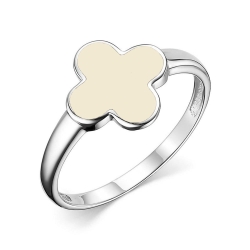 Кольцо из белого золота с камнями Эмаль