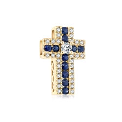 Cruce din aur roșu cu pietre Diamant, Safir