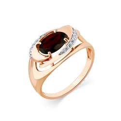 Inel din aur roșu cu pietre Cubic Zirconia Incolor, Granat