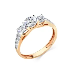 Inel din aur roșu cu Cubic Zirconia Incolor