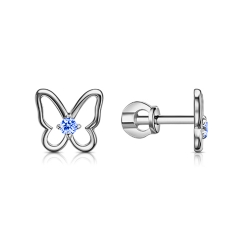 Cercei Pusete din argint  cu pietre Cubic Zirconia Albastru Safir