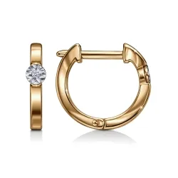 Cercei Creole din aur roșu cu Cubic Zirconia Incolor