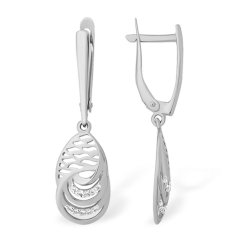 Cercei din aur alb cu pietre Cubic Zirconia Incolor
