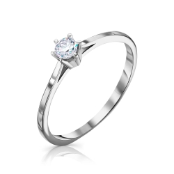 Кольцо из белого золота с камнями Фианит