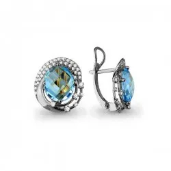 Cercei din aur alb cu Cubic Zirconia Incolor, Topaz Swiss